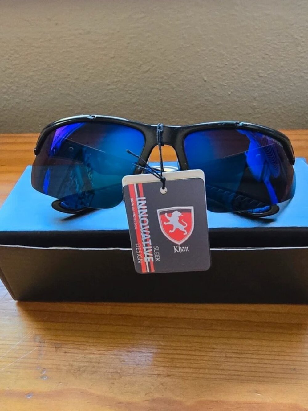 Khan Sports Sunglasses Blue + Black New With Tags Unisex